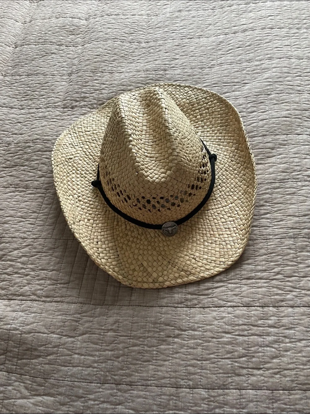 Natural Straw Cowboy Sun Hat with Chin Cord